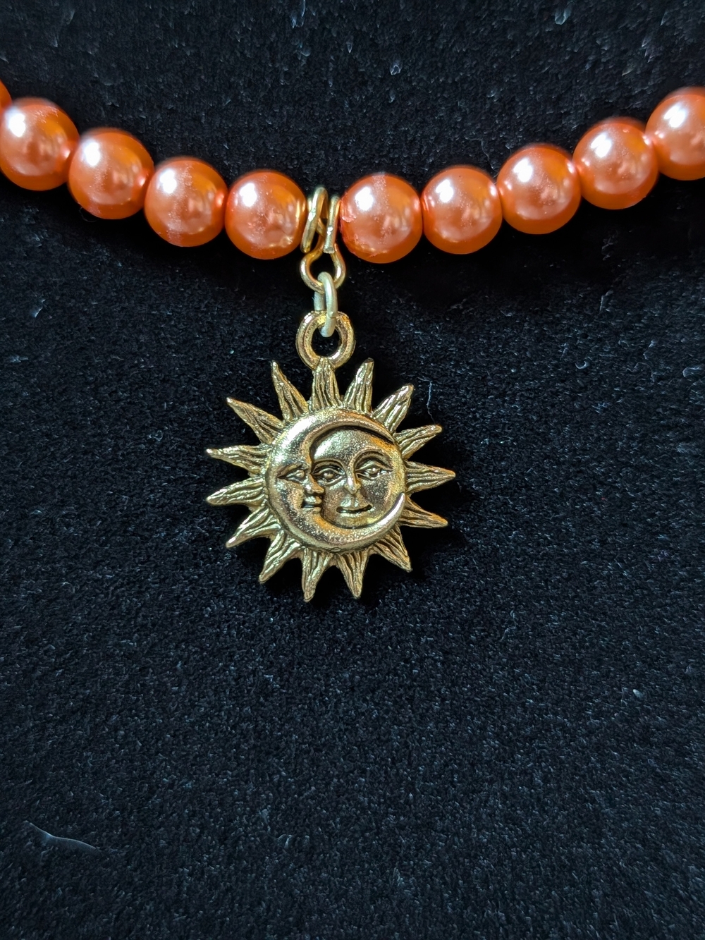 Handmade Coastal Orange Pearl Choker or Necklace Adjustable